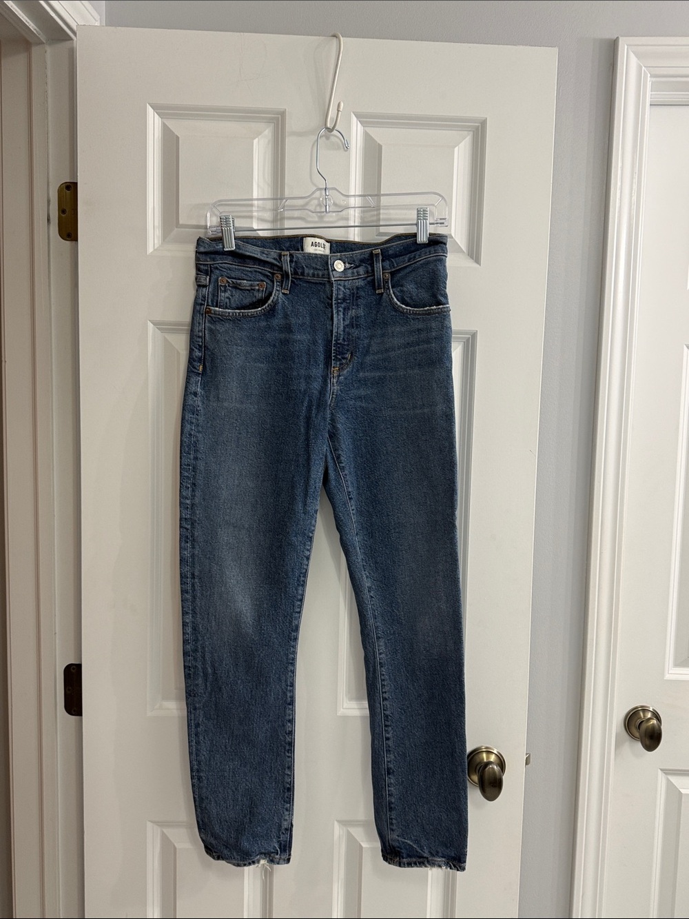 AGOLDE Women’s Straight Leg Jeans in Dark Blue Wash